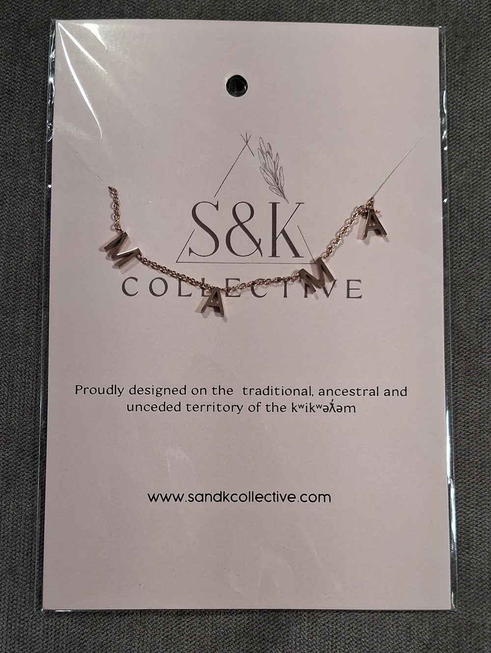 S & K Collective MAMA Letter Rose Gold Toned Stainless Steel Necklace NEW